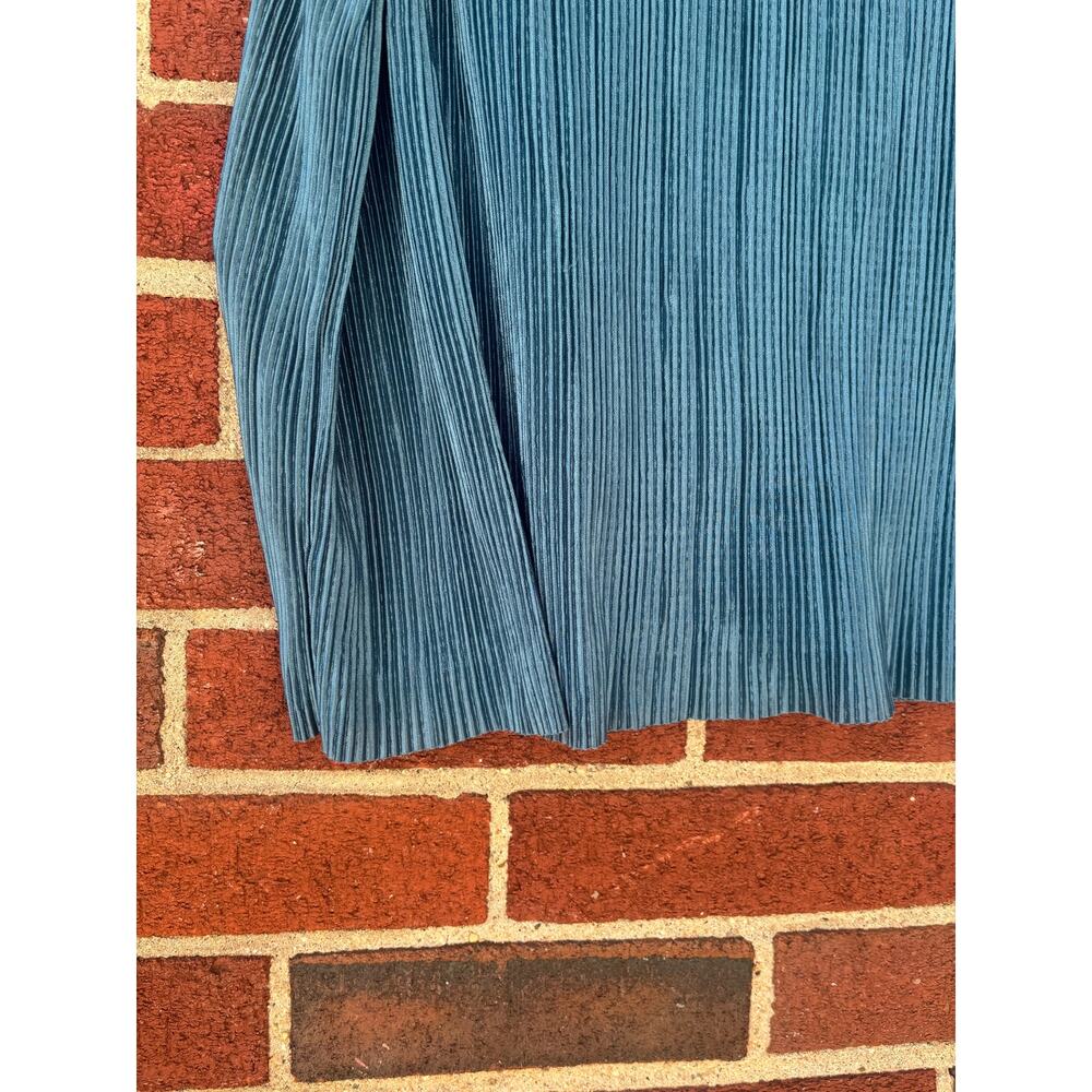 Rachel Zoe Blue Pleated Velvet Sleeveless Tank Top XL Textured Stretch Blouse - Picture 9 of 12